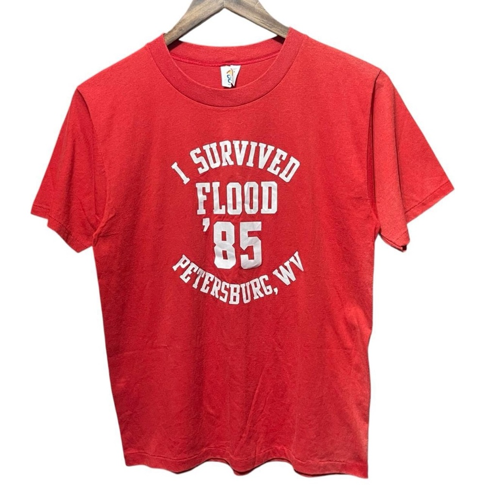 vintage 80s I survived Flood ‘85 Petersburg WV single stitch made in USA T-shirt